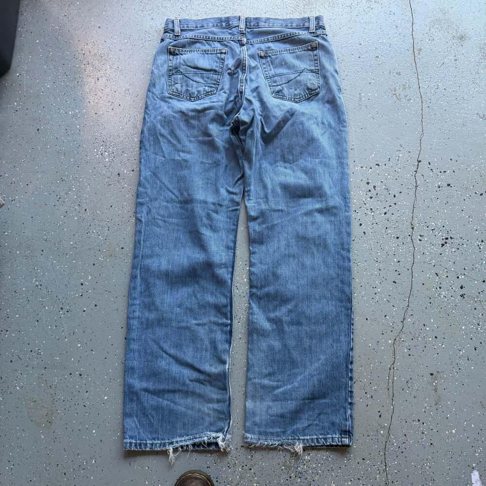 Vintage Fission Denim Blue Jeans Mens Size 32x30 Y2K Straight Leg Distressed